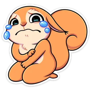😭 e6dc93ab белка, грустный, плачет, слезы, мультик, животное telegram sticker
