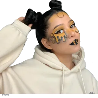 🤩 3b5cb12b Frau, Make-up, Gelb, Gesichtsbemalung, Porträt telegram sticker