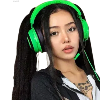 😄 5d9e859f I Do What I Want Frau, Kopfhörer, Gamer, Tattoo, Porträt, Mädchen telegram sticker