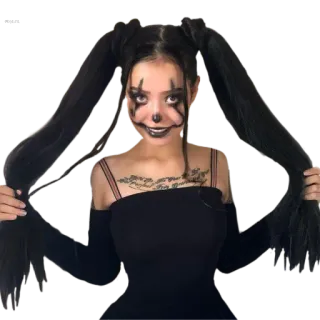 😬 5f76ece6 Clown, Make-up, Zöpfe, Gothic, Gruselig, Cosplay telegram sticker