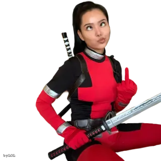 😜 d45e8c6a Deadpool deadpool, cosplay, beleidigende Geste, superheld telegram sticker