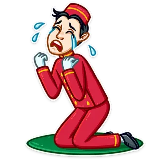 😭 476ed9b8 ร้องไห้, เศร้า, อิโมจิ, พนักงานยกกระเป๋า, คุกเข่า, น้ำตา telegram sticker