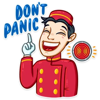 👆 bacfcf92 DON'T PANIC พนักงานยกกระเป๋า, โรงแรม, สร้างแรงบันดาลใจ, เชิงบวก, อย่าตื่นตระหนก telegram sticker