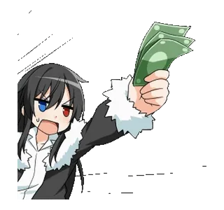 💶 29b1349a Anime, Soldi, Cartone animato, Personaggio, Manga, Illustrazione telegram sticker
