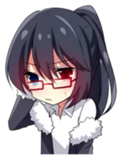 😔 0a4f53eb 动漫, 漫画, 女孩, 眼镜, 可爱, 悲伤 whatsapp sticker