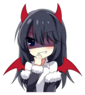 😏 516d497a 动漫, 恶魔, 女孩, 贴纸, 生气, 恶魔, 可爱 whatsapp sticker