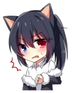 😤 671b32db 动漫, 猫娘, 生气, 脸红, 可爱, Q版, 漫画 whatsapp sticker