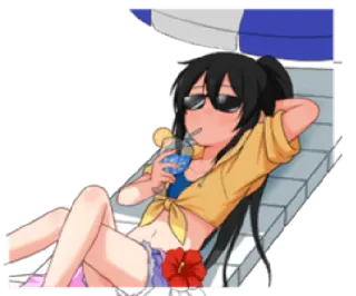 🍹 1bbd5fa3 动漫, 海滩, 放松, 休闲, 夏天, 可爱, 太阳, 太阳镜 telegram sticker