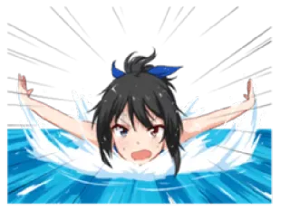 🏊 9bee80be 动漫, 卡通, 游泳, 水, 女孩, 可爱 telegram sticker