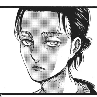 😒 46a9ee02 Eren Yeager Attack on Titan 动漫, 漫画, 艾伦, 进击的巨人, 疲惫, 角色, 严肃 telegram sticker