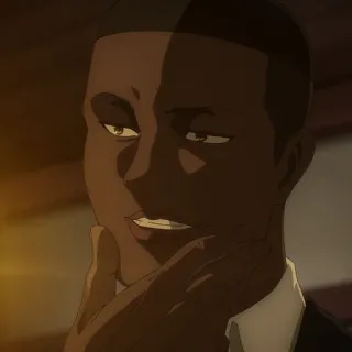 🤔 4bfc7076 Onyankopon Attack on Titan 欧尼安科彭, 进击的巨人, 动漫, 角色, 微笑, 沉思 telegram sticker