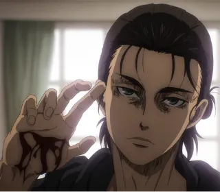 👋 8394fee4 Eren Yeager Attack on Titan 动漫, 漫画, 进击的巨人, 艾伦·耶格尔, 血, 暴力 telegram sticker