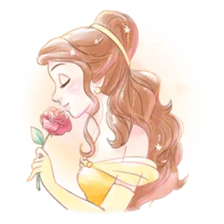🌹 154f5a98 Belle Beauty and the Beast 벨, 디즈니, 공주, 장미, 미녀와 야수 telegram sticker