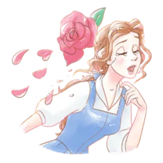 😭 522ea553 Belle Beauty and the Beast 벨, 디즈니, 공주, 장미, 만화, 노래, 미녀와 야수 telegram sticker
