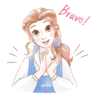 👏 7133ebc6 Belle Beauty and the Beast Bravo! 벨, 디즈니, 브라보, 박수, 축하, 미녀와 야수 telegram sticker