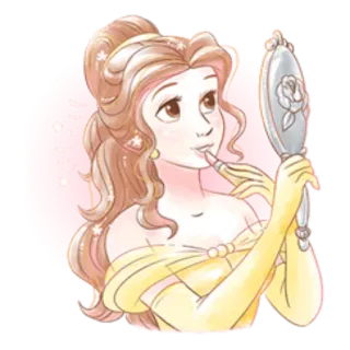 👤 b09b146c Belle Beauty and the Beast 벨, 디즈니, 공주, 미녀와 야수, 만화, 애니메이션, 거울, 메이크업 telegram sticker
