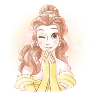 👁 cd34d9f1 Belle Beauty and the Beast 벨, 디즈니, 공주, 윙크, 귀여운, 일러스트 telegram sticker