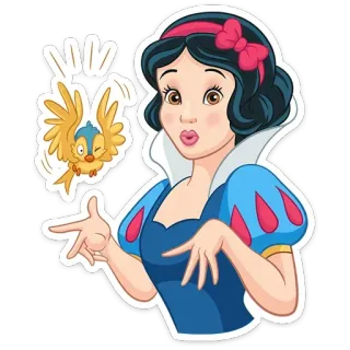 😳 6b6c5c22 Snow White Blanche-Neige, Disney, Princesse, Dessin animé, Oiseau, Mignon, Conte de fées telegram sticker