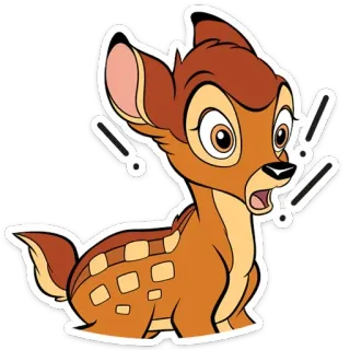 ❗️ 9fae989c Bambi กวาง, การ์ตูน, ดิสนีย์, สัตว์, ตกใจ, อุทาน telegram sticker
