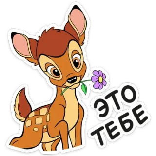 🌸 b9d5f95a Bambi ЭТО ТЕБЕ กวาง, ดอกไม้, สัตว์, การ์ตูน, น่ารัก telegram sticker