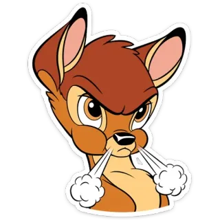 😡 ff2513ed Bambi โกรธ, การ์ตูน, สัตว์, กวาง, ดิสนีย์ telegram sticker