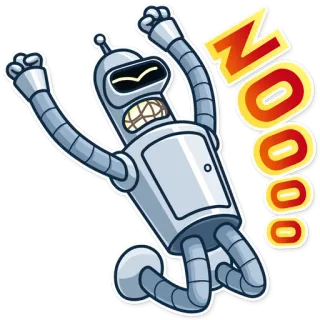 😫 5ff545c3 Bender Futurama NOOO! 卡通, 机器人, 飞出个未来, 本德, 惊叹, 不, 伤心, 生气 telegram sticker