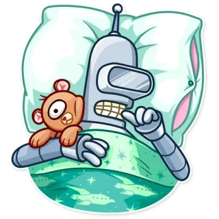 😴 a3bf5715 Bender Futurama 卡通, 机器人, 睡觉, 可爱, 电视, 幽默 telegram sticker