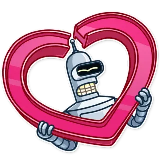 😁 fb579de4 Bender Futurama 本德尔, 飞出未来, 机器人, 心 telegram sticker