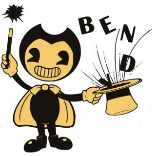 ✨ 96aeb2d6 Bendy BENDY kreskówka, animacja, postać, kapelusz, magia, vintage telegram sticker