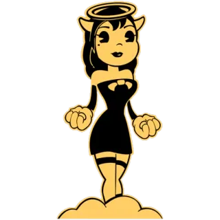 😇 a64936bf Alice Angel Bendy and the Ink Machine Kreskówka, Anioł, Demon, Retro, Postać, Tusz telegram sticker