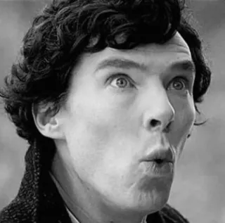 🤨 1e1fba0a Sherlock Holmes Sherlock, Benedict Cumberbatch, aktor, terkejut, wajah, ekspresi telegram sticker