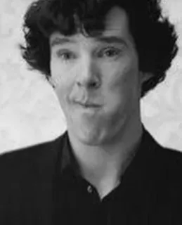 😐 2a97d5dc Sherlock Holmes Sherlock (TV series) Sherlock Holmes, Benedict Cumberbatch, potret, wajah lucu, aktor, acara TV telegram sticker