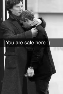 😍 73b53ddd You are safe here :) orang, emosi, kenyamanan, dukungan, peluk, persahabatan telegram sticker