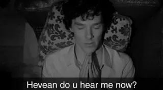 😭 a1106971 Hevean do u hear me now? doa, Benedict Cumberbatch, aktor, hitam putih telegram sticker