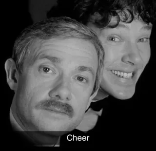 😂 fc4b3cf3 Cheer orang, potret, hitam putih, sorak, wajah telegram sticker