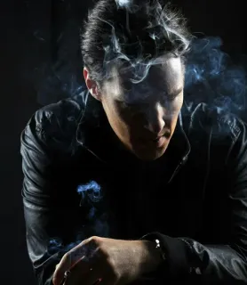 😞 78ff5c58 pria, asap, jaket kulit, potret, orang, merokok, mode telegram sticker