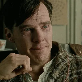 😥 7c08651c Alan Turing The Imitation Game menangis, sedih, emosional, Benedict Cumberbatch, adegan film, potret telegram sticker