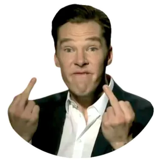🖕 8019f240 dedo corazón, ofensivo, gesto, grosero, insultante, benedict cumberbatch, actor telegram sticker