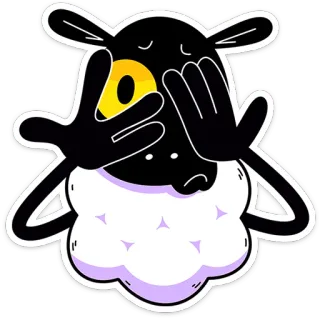 🫣 e8ae31b5 sheep, animal, cartoon, illustration, sticker, covering eyes, cute telegram sticker