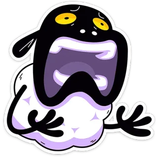 😩 51e4e7e5 การ์ตูน, แกะ, กรีดร้อง, อารมณ์, ขาวดำ telegram sticker