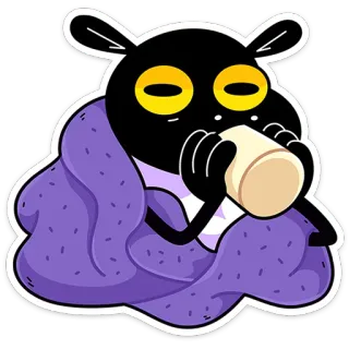☕️ 748d787d การ์ตูน, สัตว์, ดื่ม, ผ้าห่ม, น่ารัก, ง่วง telegram sticker
