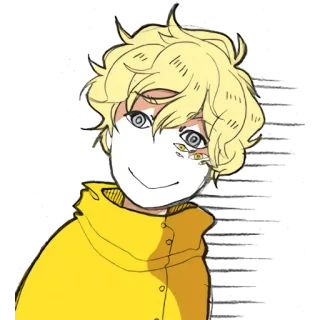 🙂 5093342c anime, nhân vật, nghệ thuật, mắt, rùng rợn, tóc vàng telegram sticker