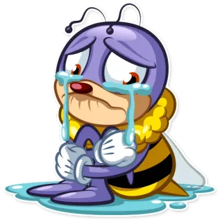 😭 d50b30c9 bij, cartoon, verdrietig, huilen, emotie, tranen, plas, insect telegram sticker