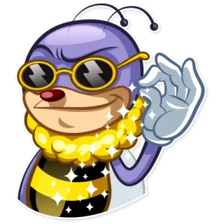 😎 e06b303c bij, dier, insect, zonnebril, goud, sieraden, cool telegram sticker