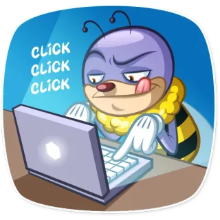 💻 e26e8eb7 CLICK CLICK CLICK Cartoon, Typen, Computer, Bij, Klikken, Werk telegram sticker
