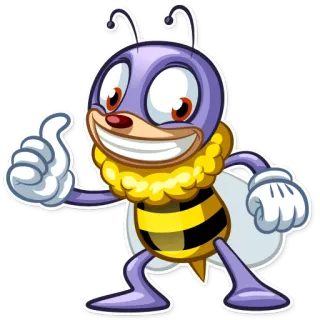 👍 e3b2034d bij, cartoon, duim omhoog, insect, glimlachend telegram sticker