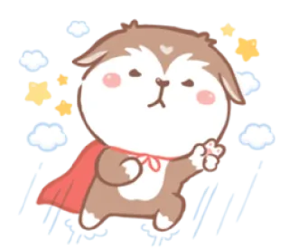 ✊ 493a9ab8 Hund, Tier, süß, Cartoon, Sterne, Superheld, Wolken whatsapp sticker