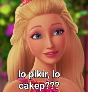 🤮 7e40aae0 Barbie lo pikir, lo cakep???? Barbie, cartoon, personage, pop, schoonheid, meme telegram sticker