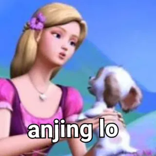 🤮 ff59ec5a anjing lo Barbie, hond, belediging, cartoon, meme telegram sticker