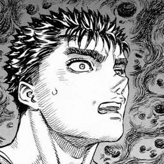😧 a706f808 Guts Berserk Anime, Manga, Berserk, Guts, Scioccato, Espressione telegram sticker